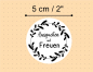 Mobile Preview: Sticker Aufkleber Auspacken und Freuen, schwarz weiß 5 cm, Kranz Blätter - TeaTime